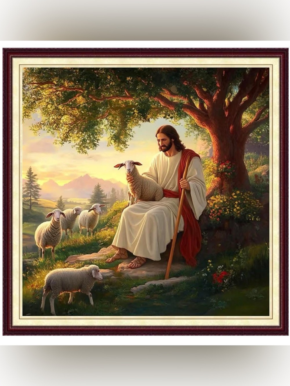 DMCCRAFT Stamped Cross Stitch Kits 11CT Printed Jesus Shepherd 18x18